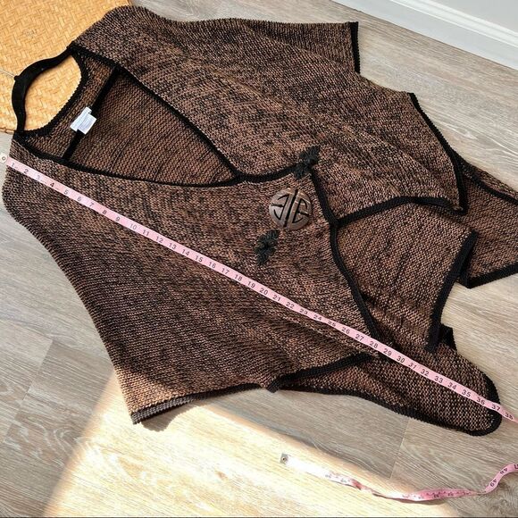 Soft surroundings poncho style cardigan knit art to wear lagenlook brown‎ - Picture 5 of 6
